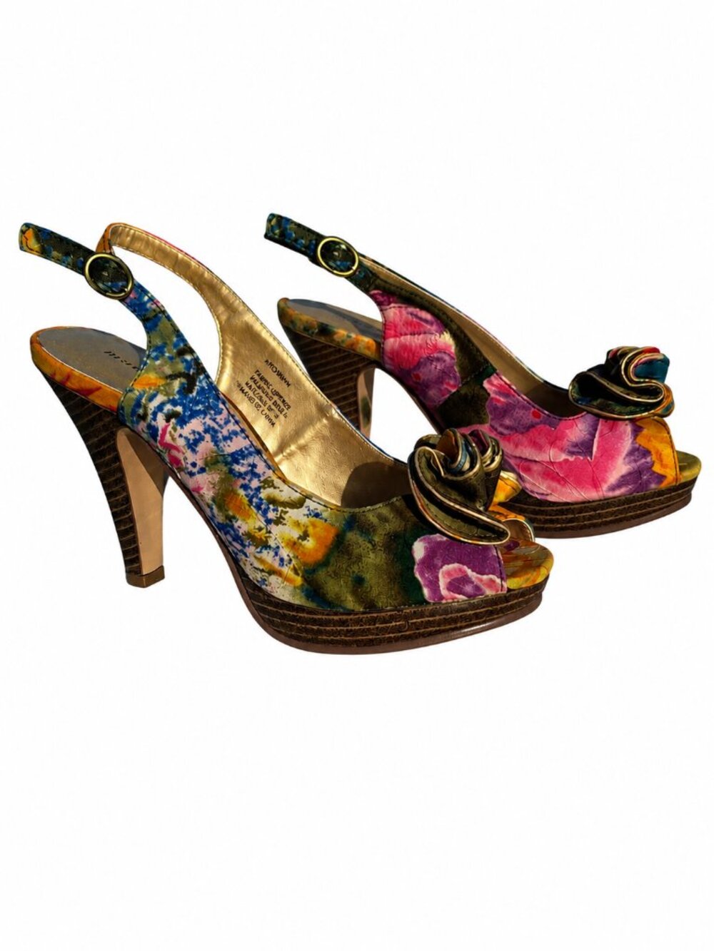 Madden Girl 5.5 Maximalist Floral Slingback Peep Toe Statement Heels